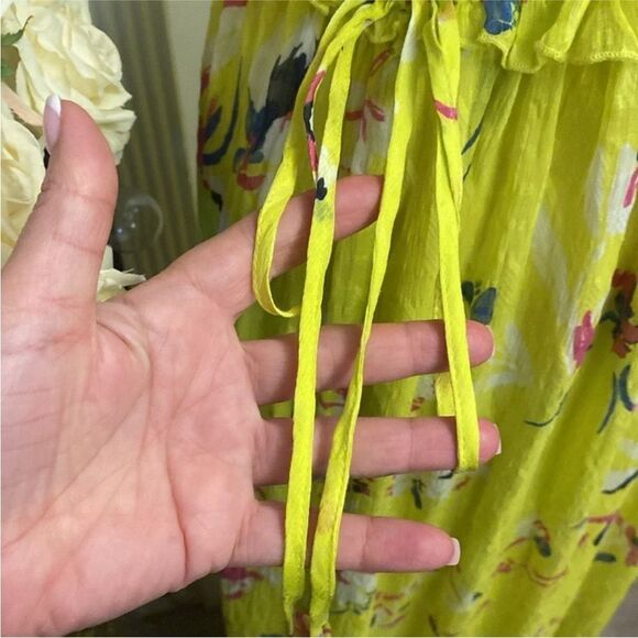 Tanya Taylor silk/cotton Yellow V-Neck Sleeveless Maxi  eyelet Sundress, US4 - Picture 6 of 14